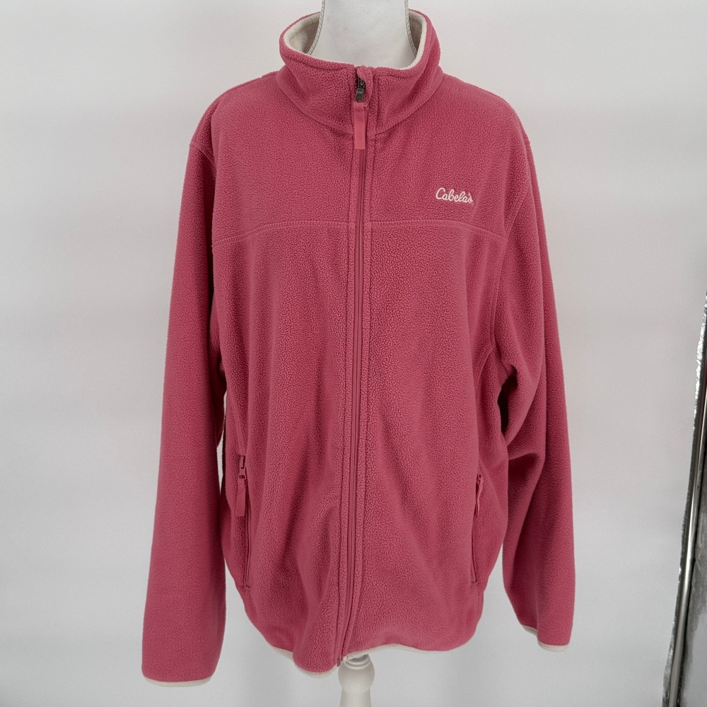 Cabela's Womens Full Zip Fleece Jacket XXL‎ Pink Outdoor Casual